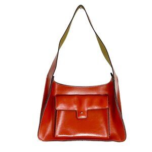 Mondani New York Vintage Faux Leather Shoulder Bag in Red Brown